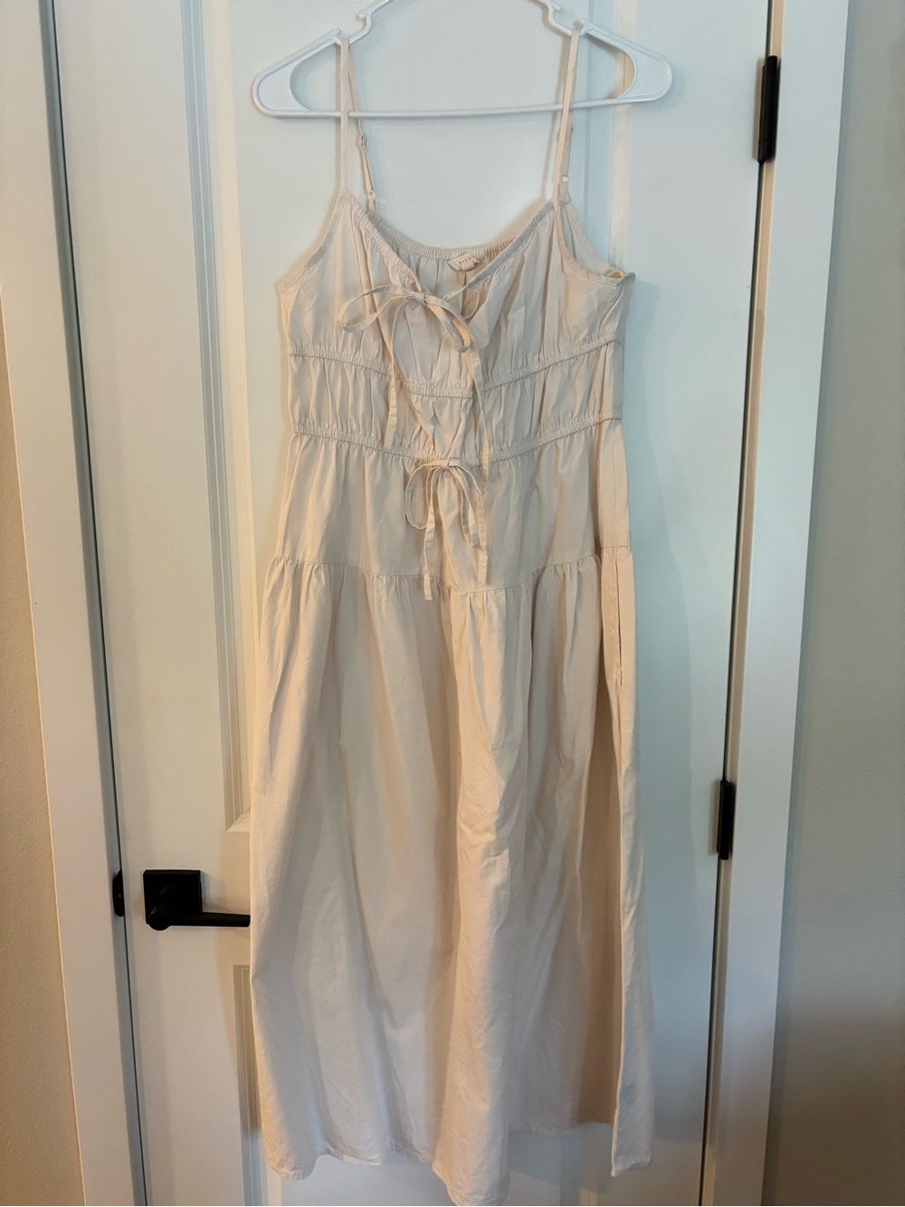 Cream Tie-Front Maxi Dress